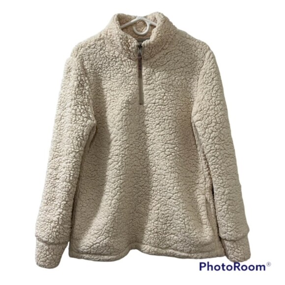 Weatherproof Vintage Ivory White Mock Neck Frosty Tipped Sherpa Sweater Sz Large - Picture 1 of 9